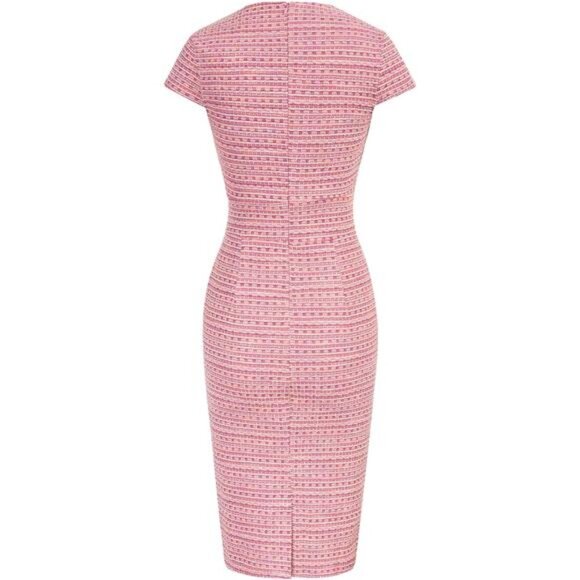 Women Pink‎ Pencil Maxi Formal Office Attire Bodycon Elegant Cap Sleeve Dress - Picture 2 of 6
